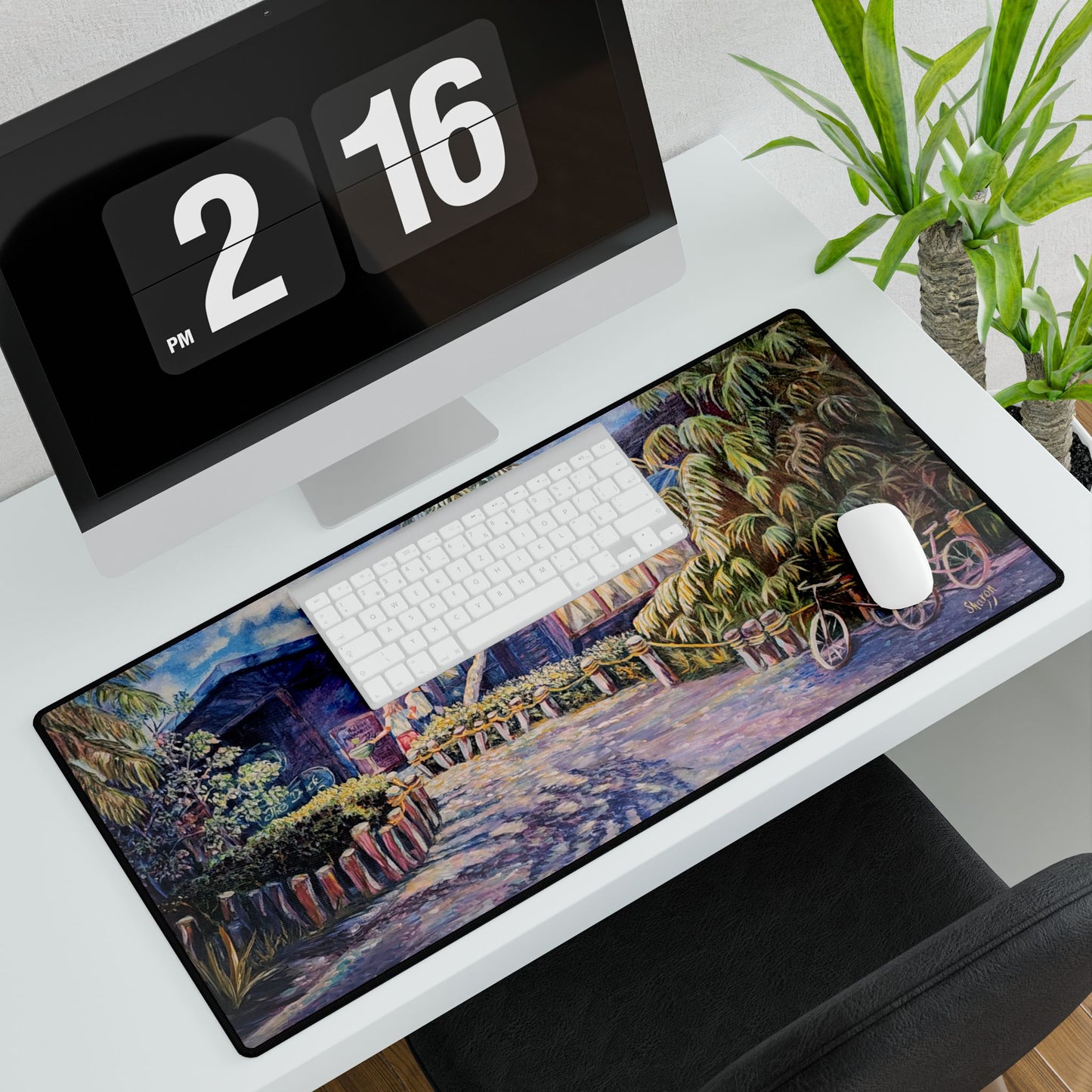 Dinner at The Dock - Tropical Desk Mat with Scenic Design, Office Decor, Gaming Mat, Desk Accessories, Gift for Home Office