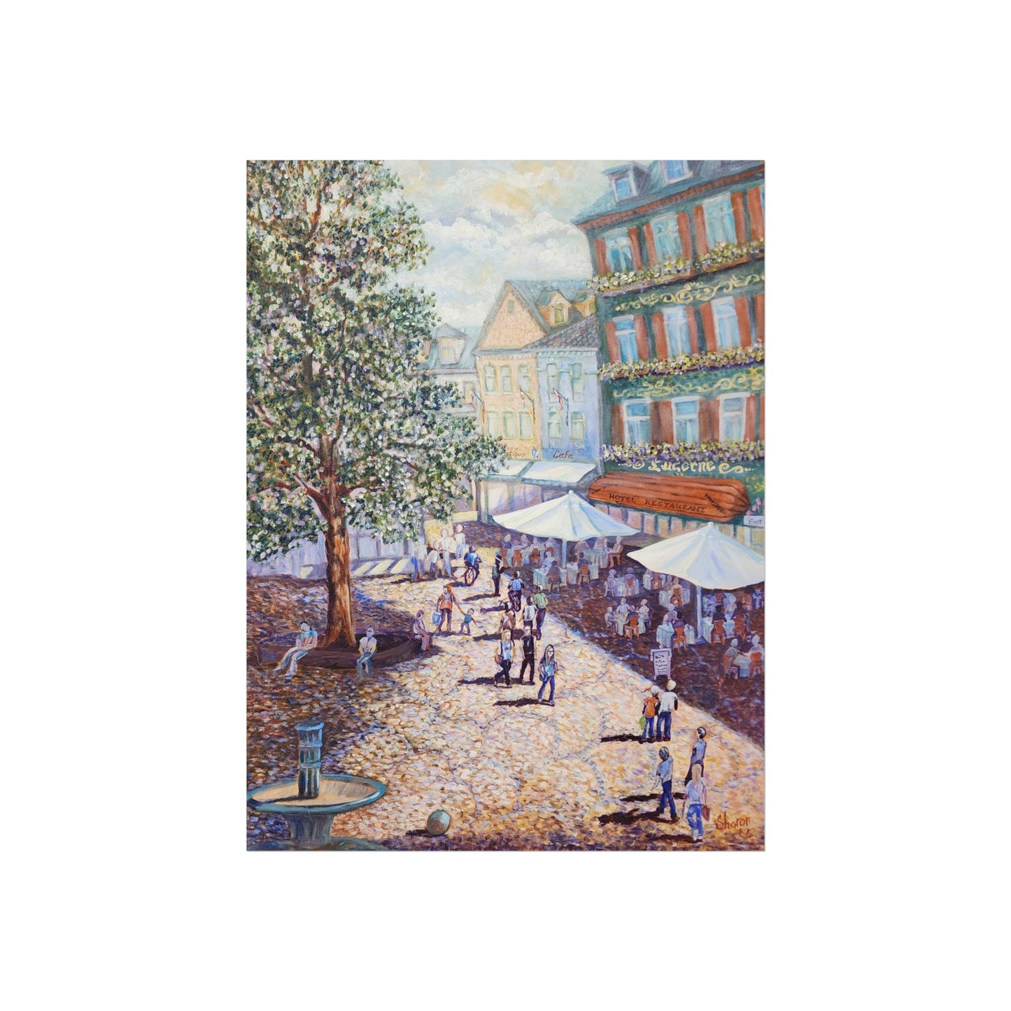 Wilkommen to Baden Baden - Charming Fine Art Poster - Scenic Village Square, Wall Art, Home Decor, Gift for Art Lovers, Nostalgic Vibe, Gallery Wall