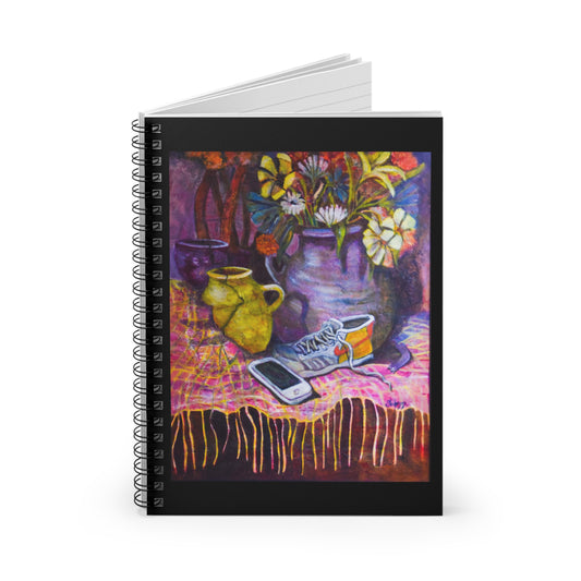 Artistic Spiral Notebook with Vibrant Floral Design, Journal for Writers, School Supplies, Gift for Students, Colorful Note Book