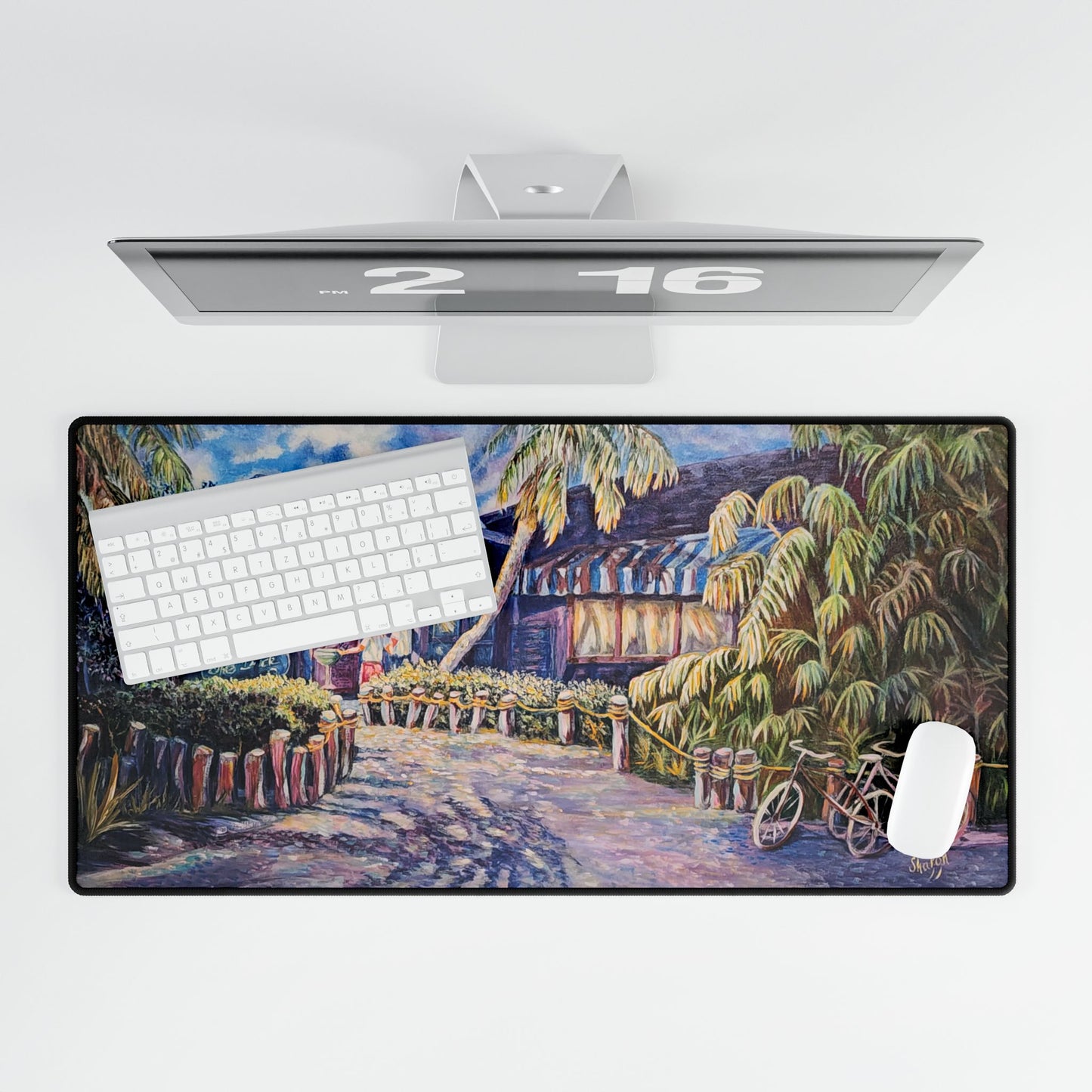Dinner at The Dock - Tropical Desk Mat with Scenic Design, Office Decor, Gaming Mat, Desk Accessories, Gift for Home Office