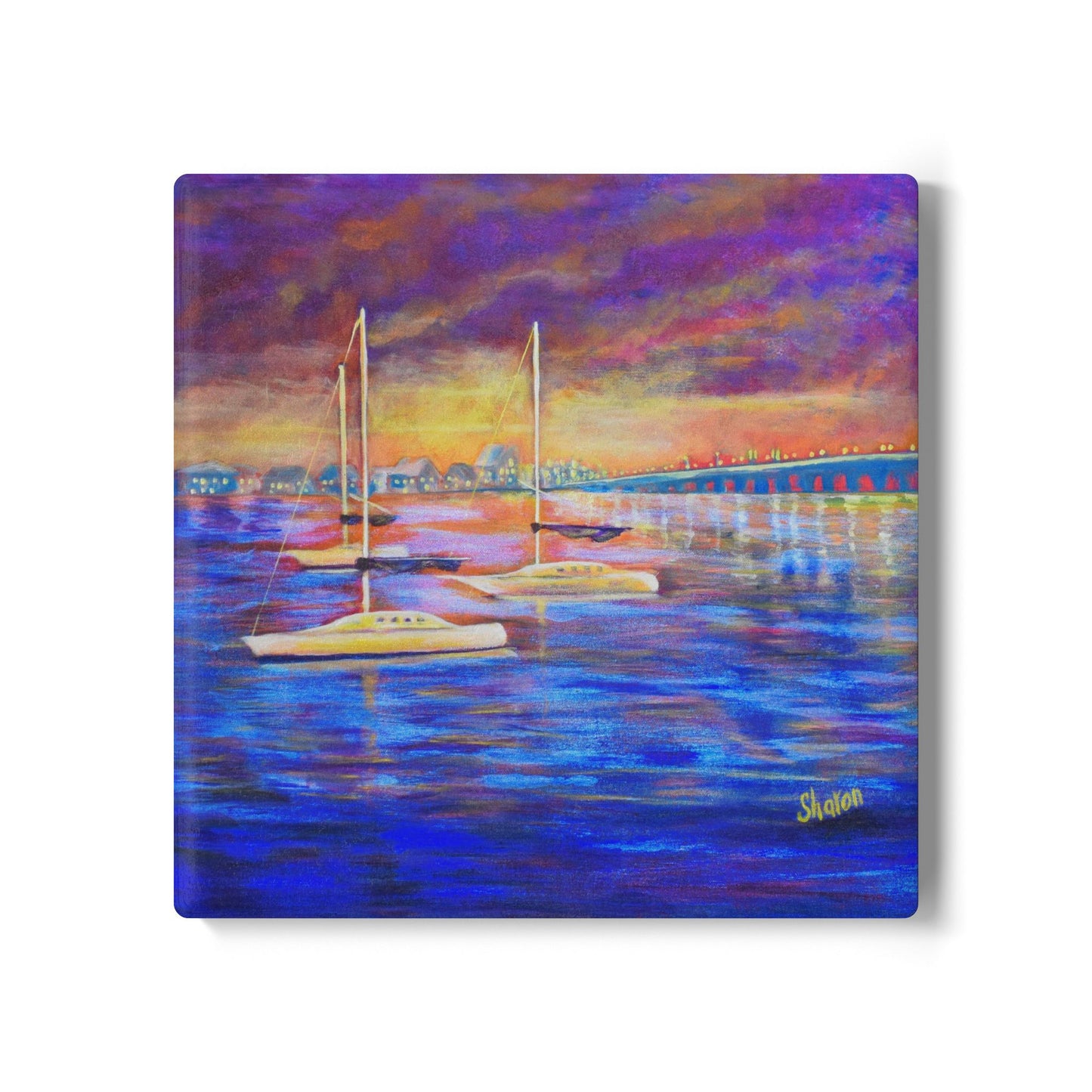 Colorful Sailboat Ceramic Coaster Set | Nautical Home Decor, Drink Coasters for Boat Lovers, Coastal Living Gifts, Ocean-Themed Decor