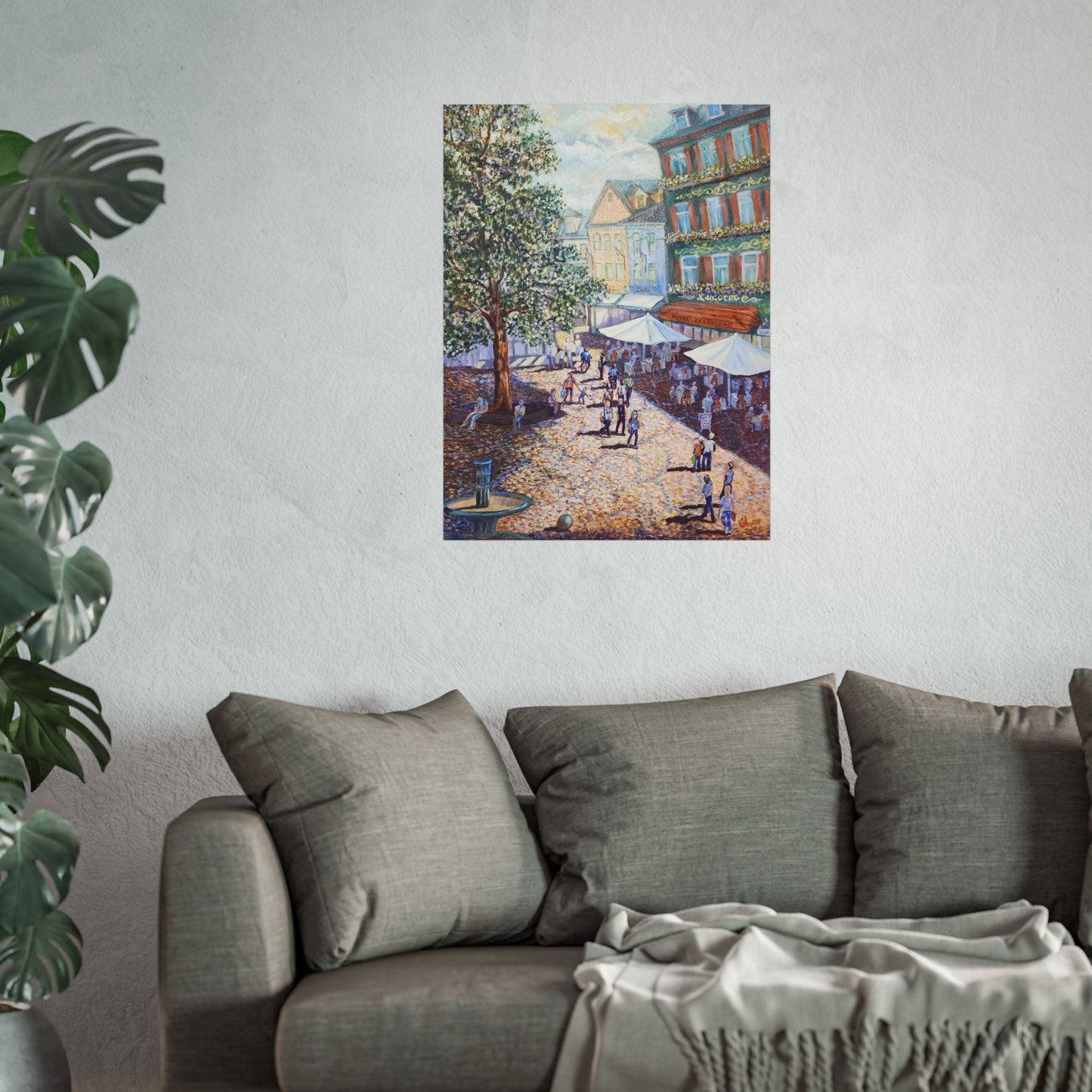 Wilkommen to Baden Baden - Charming Fine Art Poster - Scenic Village Square, Wall Art, Home Decor, Gift for Art Lovers, Nostalgic Vibe, Gallery Wall