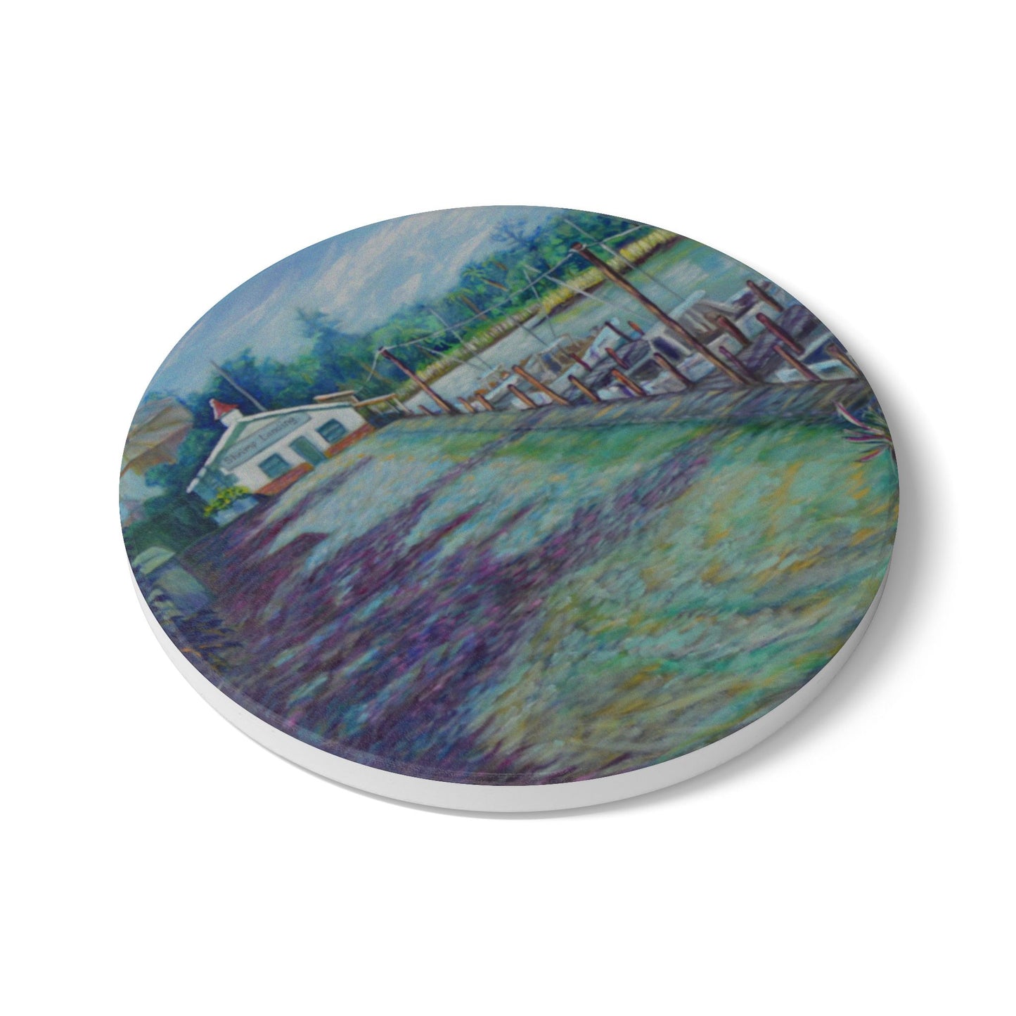 Serene Coastal Ceramic Coaster, Beach Decor, Home Accessories, Cozy Gifts, Nautical Coasters, Housewarming Present