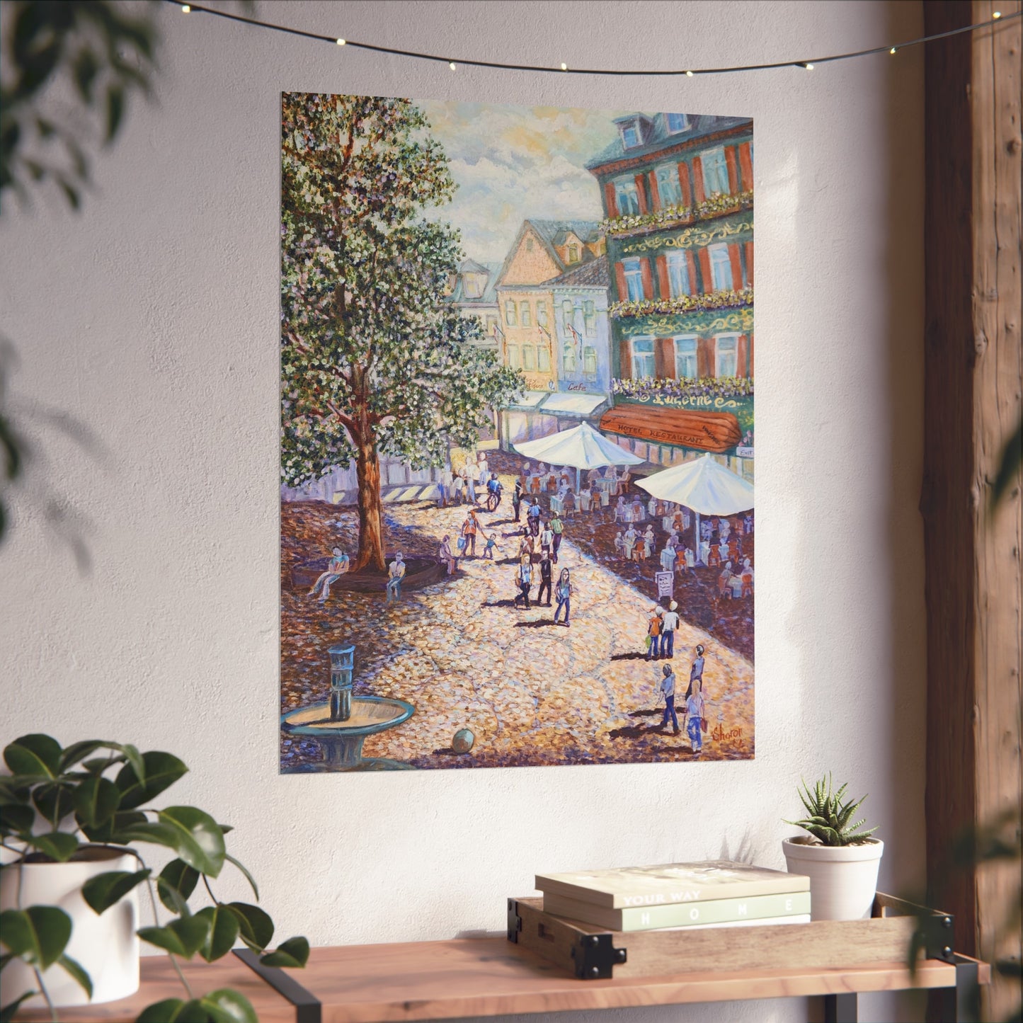 Wilkommen to Baden Baden - Charming Fine Art Poster - Scenic Village Square, Wall Art, Home Decor, Gift for Art Lovers, Nostalgic Vibe, Gallery Wall