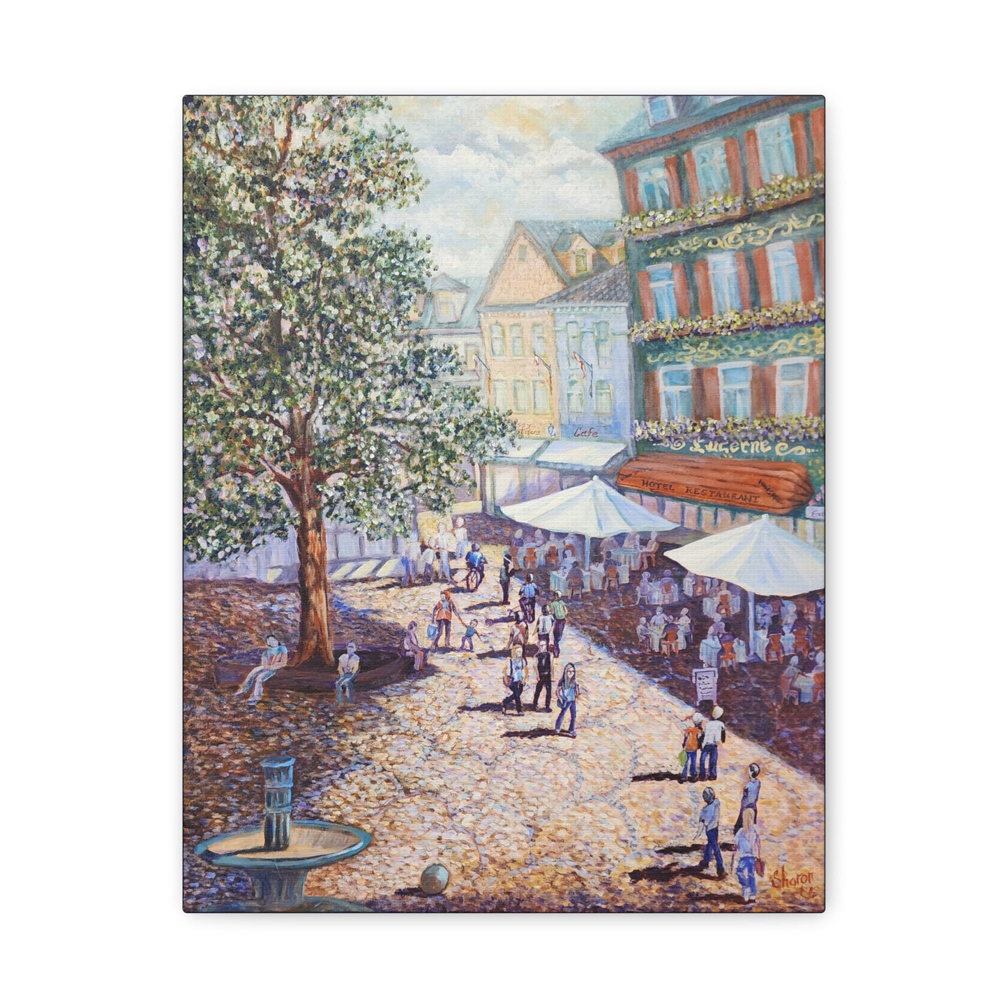 Canvas Print - Wilkommen to Baden-Baden People walking through the streets