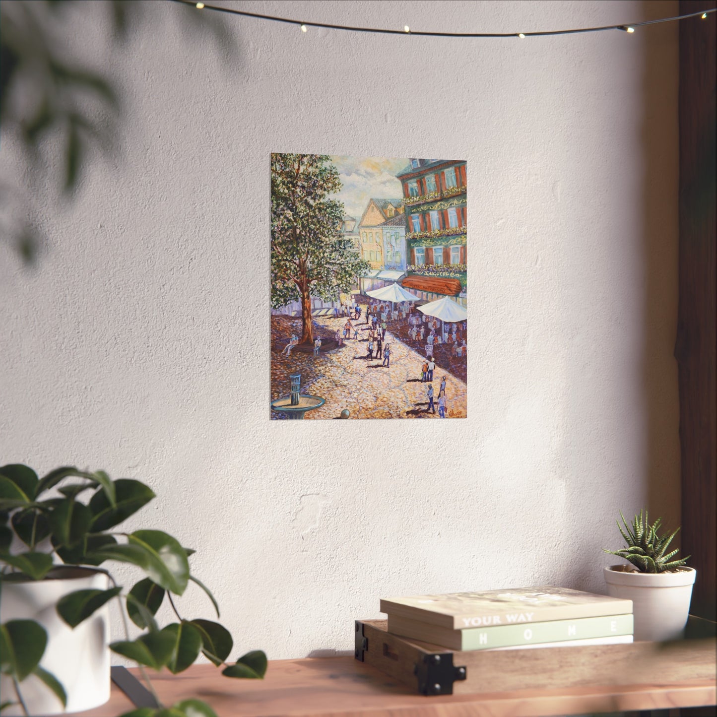 Wilkommen to Baden Baden - Charming Fine Art Poster - Scenic Village Square, Wall Art, Home Decor, Gift for Art Lovers, Nostalgic Vibe, Gallery Wall