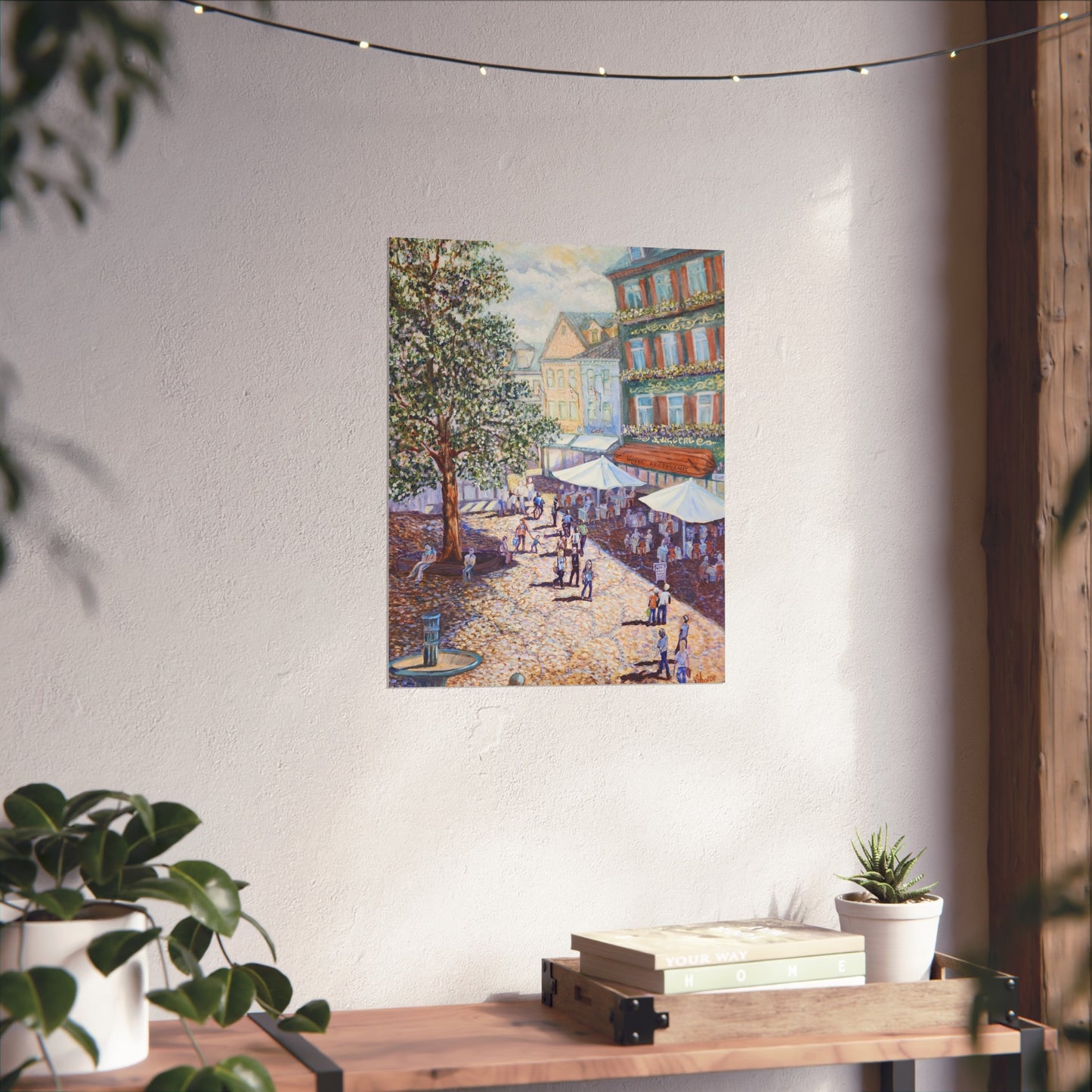 Wilkommen to Baden Baden - Charming Fine Art Poster - Scenic Village Square, Wall Art, Home Decor, Gift for Art Lovers, Nostalgic Vibe, Gallery Wall