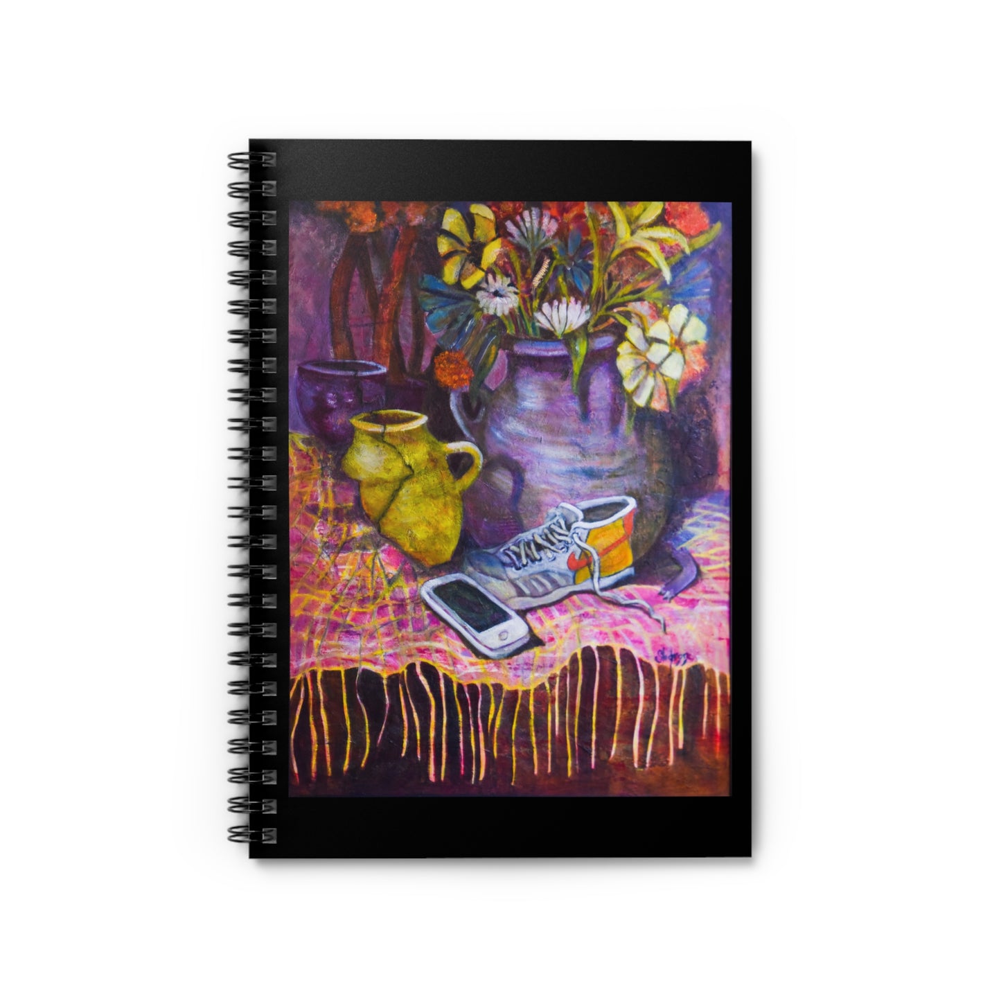 Artistic Spiral Notebook with Vibrant Floral Design, Journal for Writers, School Supplies, Gift for Students, Colorful Note Book