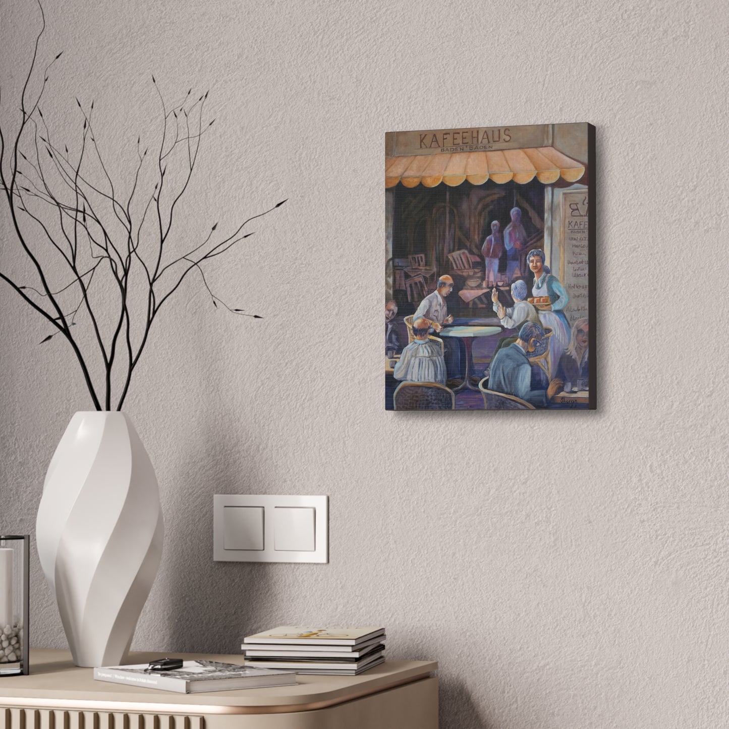 Kaffeehaus Café Scene Canvas Print – Vintage European Coffeehouse Wall Art