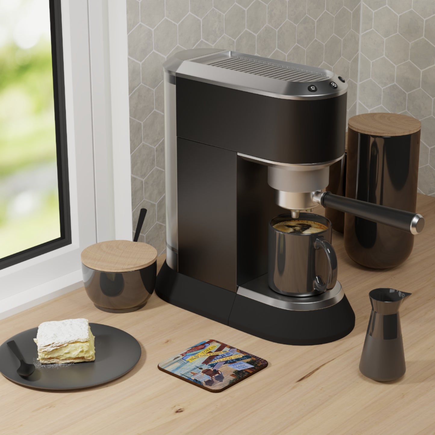 Hardboard Coaster Set, Travel-Inspired Coasters, Home Decor, Gift for Beach Lovers, Eco-Friendly Drinks Coasters, Housewarming Gift