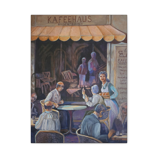 Kaffeehaus Café Scene Canvas Print – Vintage European Coffeehouse Wall Art