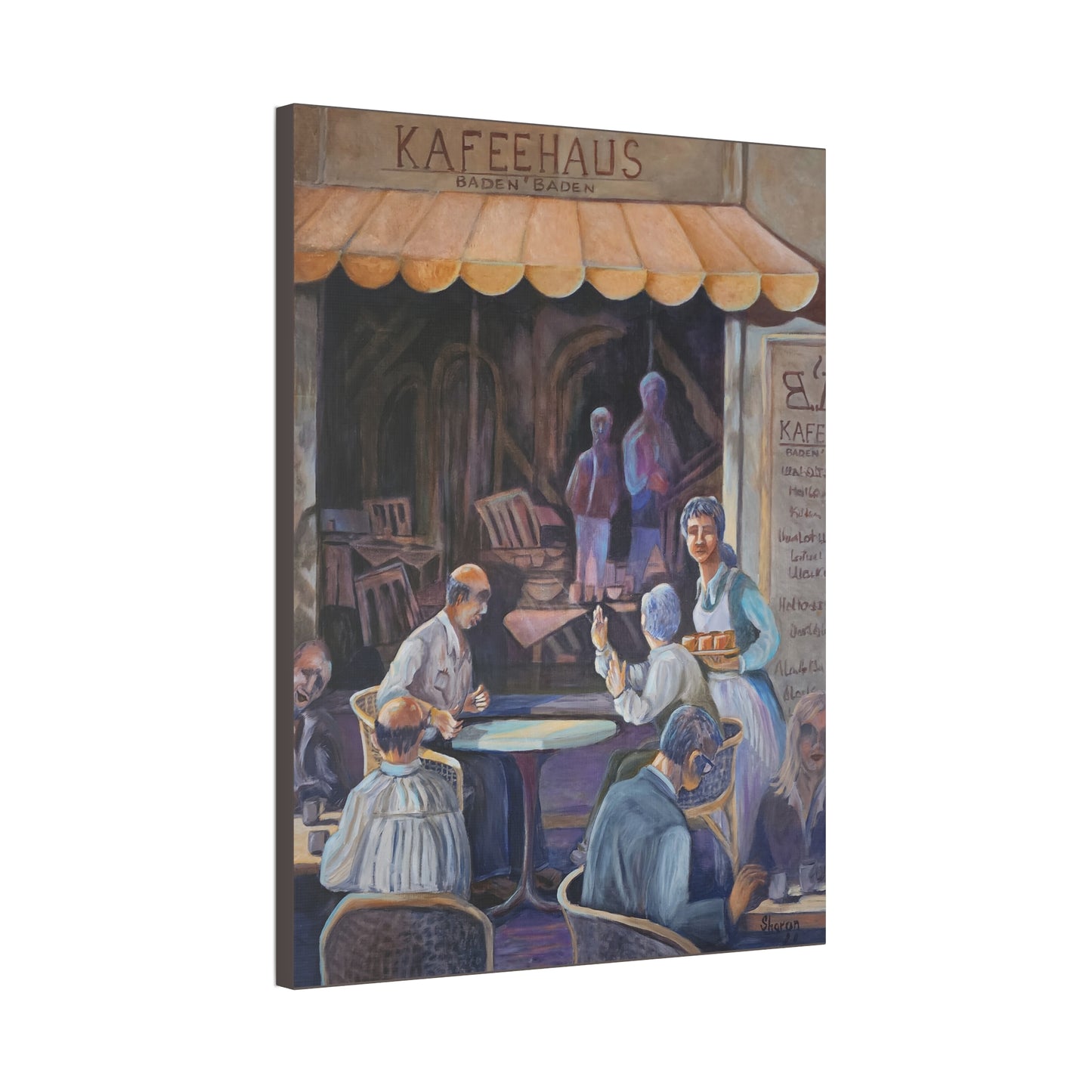 Kaffeehaus Café Scene Canvas Print – Vintage European Coffeehouse Wall Art