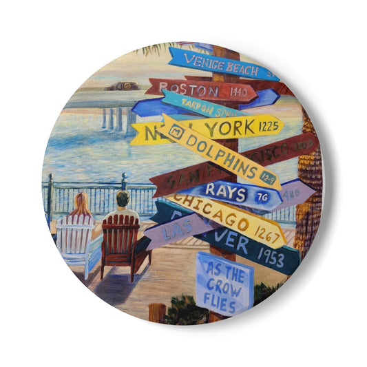 As the Crow Flies - Coastal Ceramic Coaster Set - Beach Decor, Nautical Gifts, Vacation Home Essentials, Summer Party Decor, Home Bar Accessories