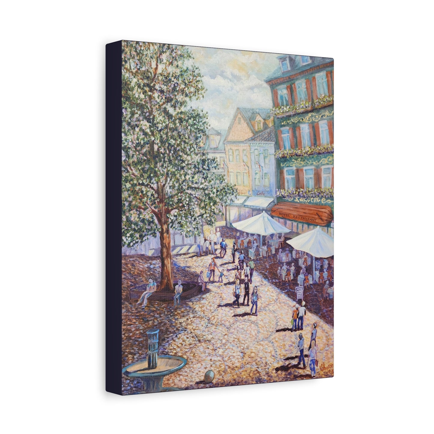 Canvas Print - Wilkommen to Baden-Baden People walking through the streets