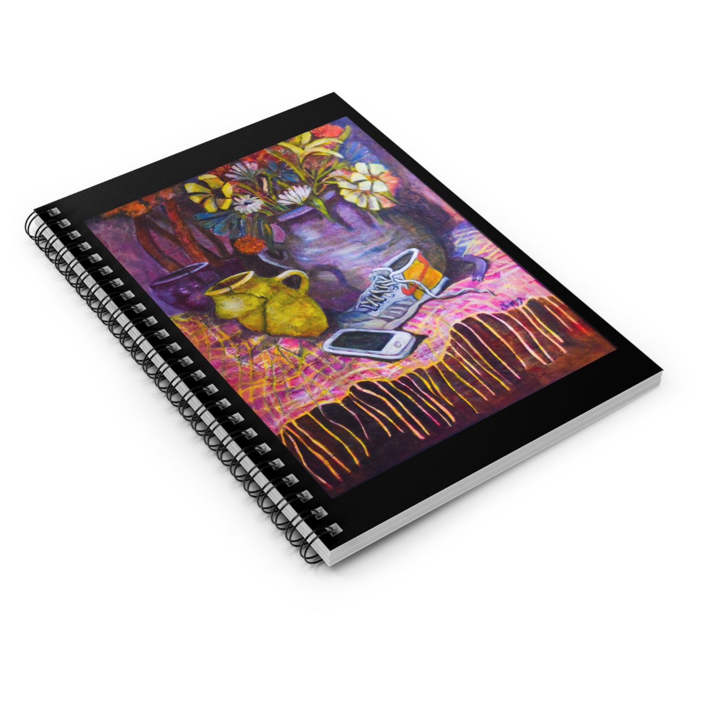 Artistic Spiral Notebook with Vibrant Floral Design, Journal for Writers, School Supplies, Gift for Students, Colorful Note Book
