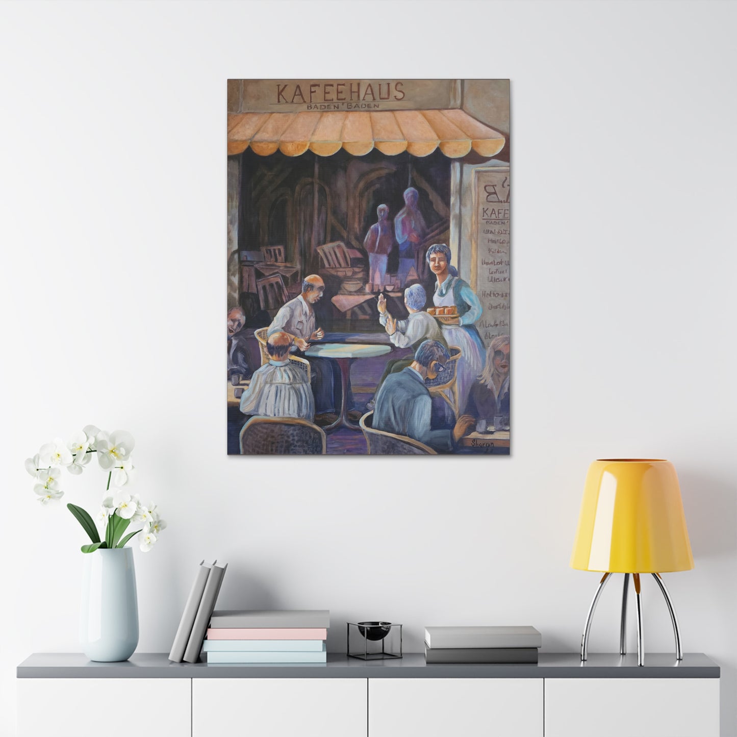 Kaffeehaus Café Scene Canvas Print – Vintage European Coffeehouse Wall Art