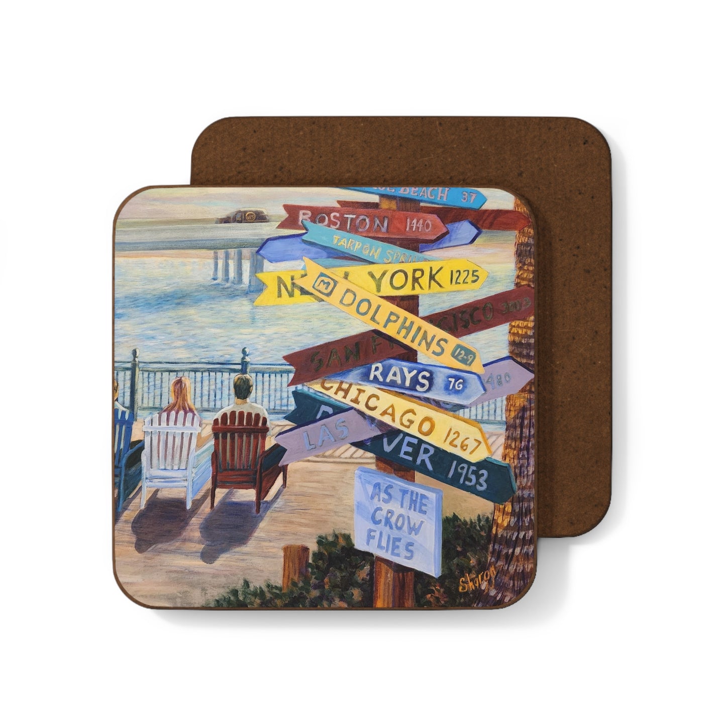 Hardboard Coaster Set, Travel-Inspired Coasters, Home Decor, Gift for Beach Lovers, Eco-Friendly Drinks Coasters, Housewarming Gift