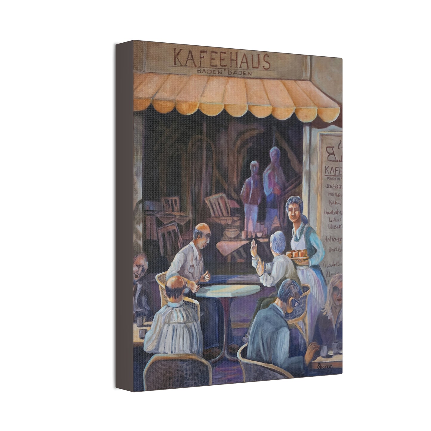 Kaffeehaus Café Scene Canvas Print – Vintage European Coffeehouse Wall Art