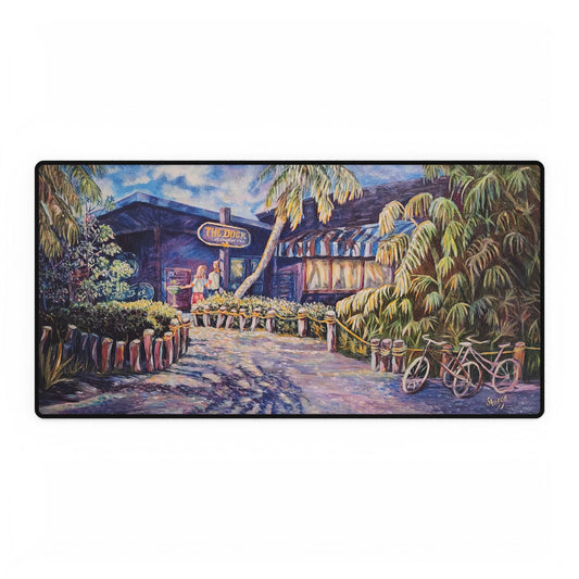 Dinner at The Dock - Tropical Desk Mat with Scenic Design, Office Decor, Gaming Mat, Desk Accessories, Gift for Home Office
