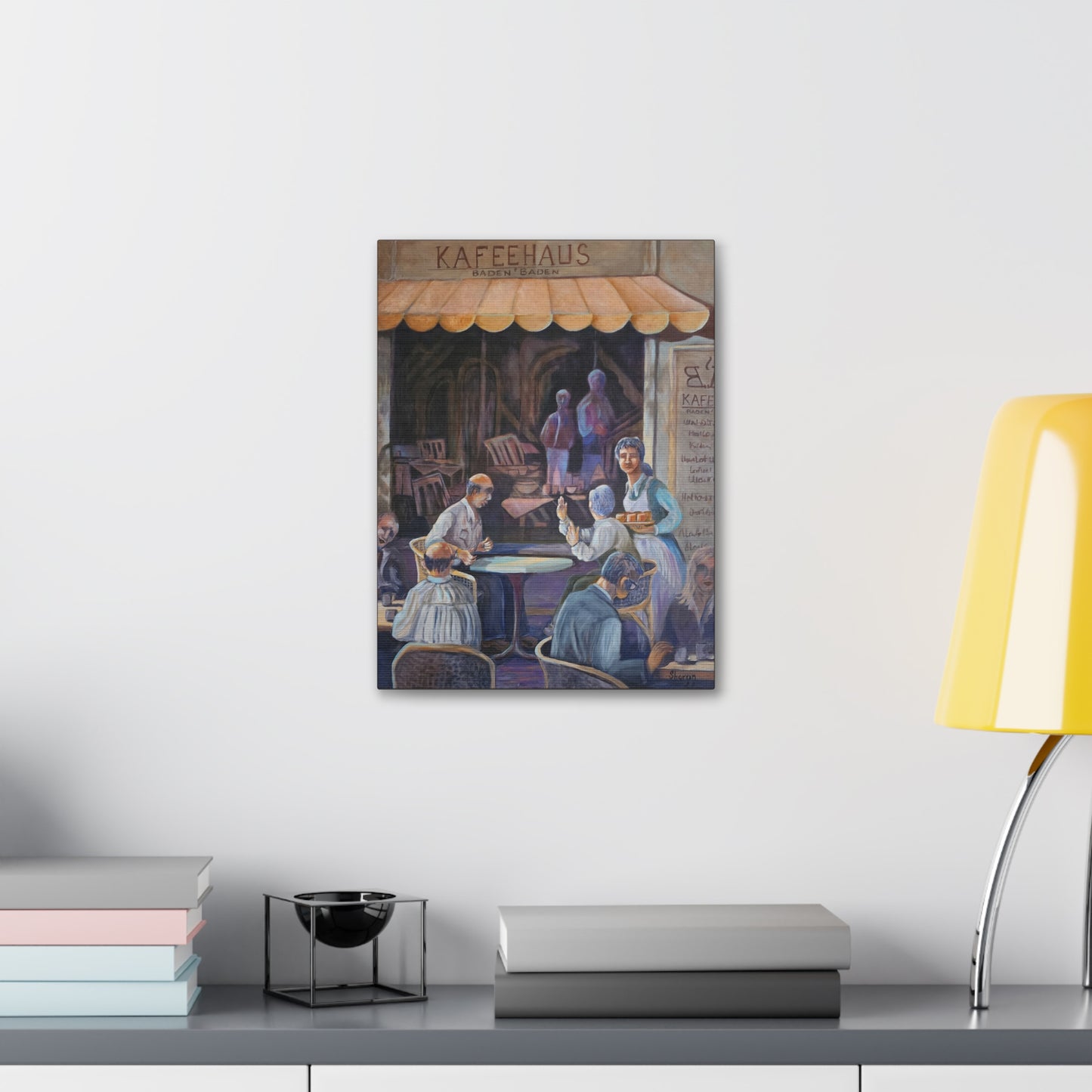 Kaffeehaus Café Scene Canvas Print – Vintage European Coffeehouse Wall Art