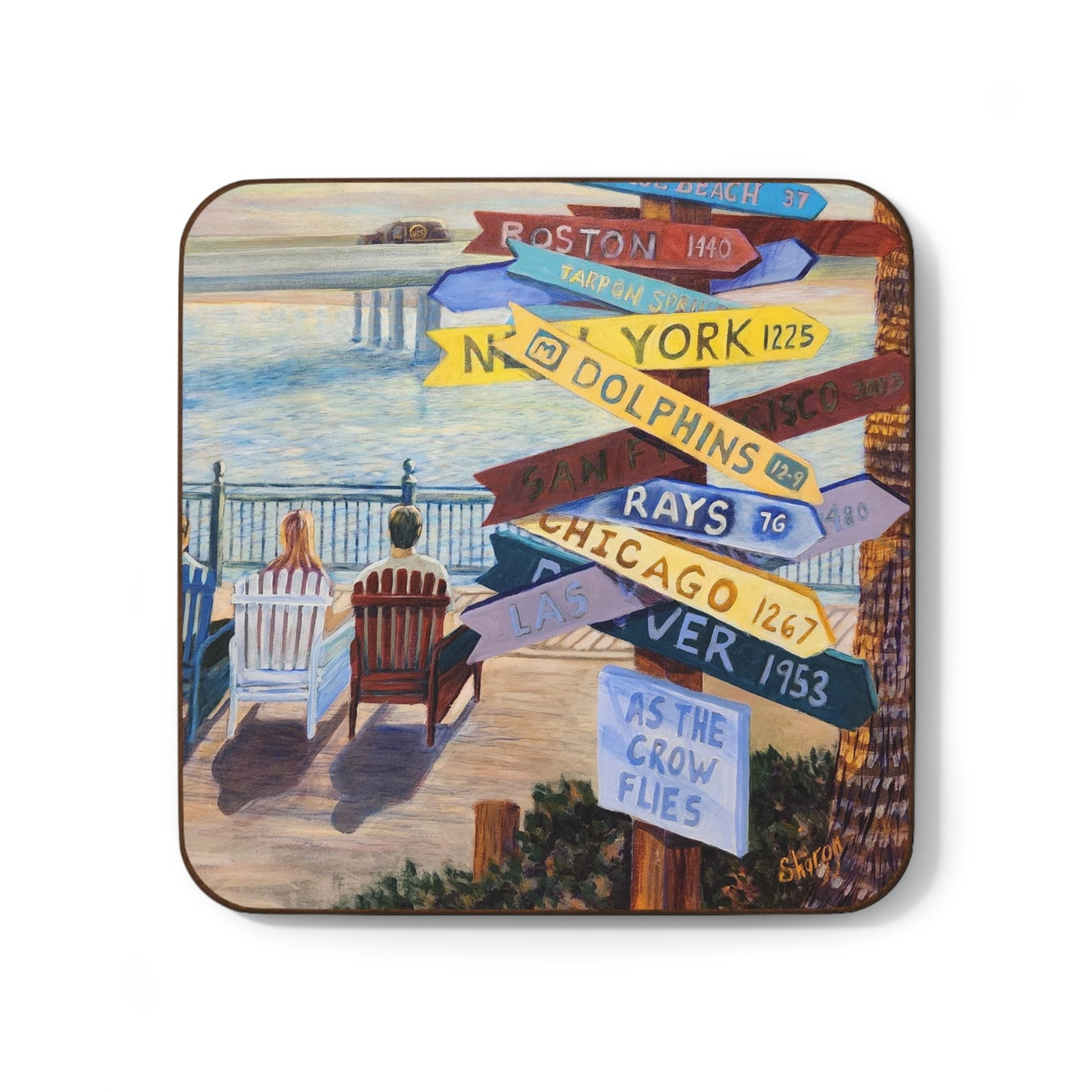 Hardboard Coaster Set, Travel-Inspired Coasters, Home Decor, Gift for Beach Lovers, Eco-Friendly Drinks Coasters, Housewarming Gift