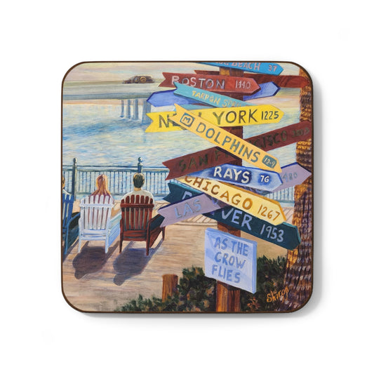 Hardboard Coaster Set, Travel-Inspired Coasters, Home Decor, Gift for Beach Lovers, Eco-Friendly Drinks Coasters, Housewarming Gift