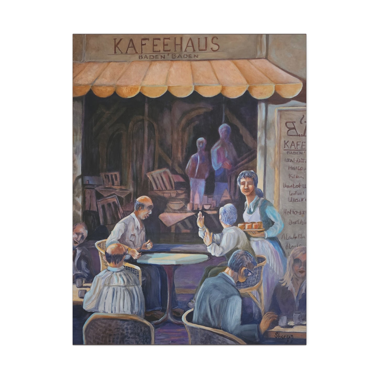 Kaffeehaus Café Scene Canvas Print – Vintage European Coffeehouse Wall Art
